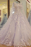 Scoop Neck New Arrival Luxury A Line Wedding Dresses Tulle With Beads And Handmade Flowers