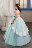 Ball Gown Scoop With Applique Flower Girl Dresses Tulle Floor Length