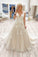 Lace Appliques V Neck Tulle A Line Evening Dresses Long Prom Dresses
