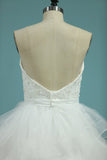 Sweetheart A Line Tulle Wedding Dresses With Applique And Sash