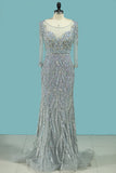 New Arrival Prom Dresses Scoop Mermaid With Beads&Rhinestones
