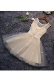 Homecoming Dresses A Line Scoop Tulle With Handmade Flowers Short/Mini