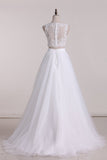 Two-Piece Scoop A Line Wedding Dresses Tulle With Applique