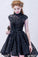 A-line High Neck Asymmetrical Lace Black Open Back High Low Modern Prom Dresses JS778