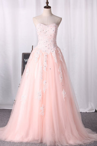 Quinceanera Dresses Ball Gown Sweetheart With Applique Tulle Sweep/Brush Train