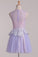 Homecoming Dresses A Line Scoop With Applique Tulle & Lace Short/Mini