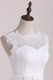 A Line Wedding Dresses Scoop Lace With Sash Tea-Length