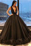 Quinceanera Dresses Ball Gown V Neck Sequined Bodice Tulle Floor Length
