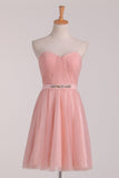 Bridesmaid Dresses Sweetheart Tulle With Beads And Ruffles Short/Mini