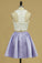 Two-Piece A Line Homecoming Dresses With Applique Satin Scoop