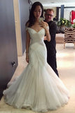 Popular Off The Shoulder Mermaid/Trumpet Wedding Dresses With Ruffles Lace Up