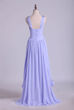 Beautiful Prom Dresses A Line V Neck Floor Length Chiffon With Beaded Straps