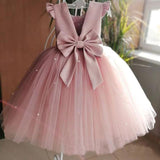 Lovely Pretty Pink Round Neck Tulle Flower Girl Dresses, Cheap Wedding Little Girl SJS15258