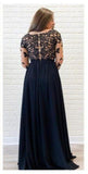 Long Sleeves Black Formal Dress High Slit Sexy Chiffon Long Prom Dress SJSPGNANEC5