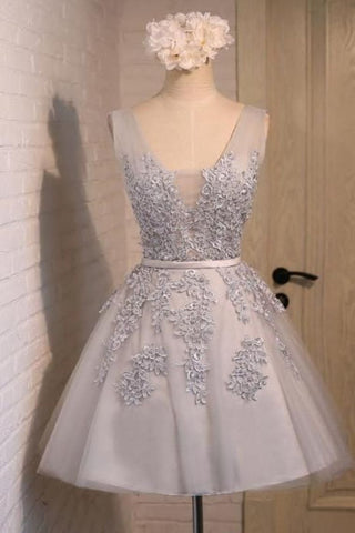 New Arrival A Line Straps Tulle & Appliques Homecoming Dresses With Sash