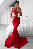 Prom Dresses Mermaid Spaghetti Straps Sain With Beading