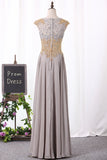 Evening Dresses A Line Scoop Chiffon With Applique And Beads