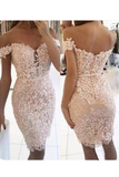 New Arrival Homecoming Dresses Sheath Off The Shoulder Tulle With Applique