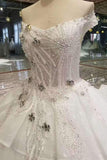 New Arrvival Marvelous Tulle Wedding Dresses Lace Up With Appliques And Rhinestones