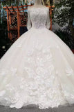 New Arrival Mid-Length Sleeves Wedding Dresses With Appliques And Sequins Boat Neck