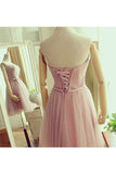 Tulle Bridesmaid Dresses Strapless Ruched Bodice With Sash A Line