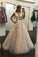 Fashion Ball Gown V Neck Prom Dresses with Appliques and Beads, Quinceanera Dresses SJS15582