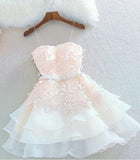 Cute A Line Sweetheart Spaghetti Straps Blush Pink Homecoming Dresses with Appliques JS933