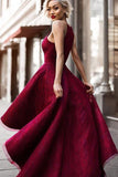 Burgundy/Maroon Lace Halter Prom Dress High Low