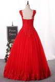 Off-The-Shoulder Prom Dresses Ball Gown Tulle With Applique Zipper Back