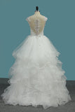 A Line With Applique Wedding Dresses Tulle Court Train