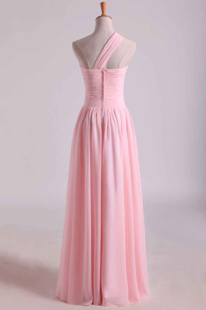 Evening Dresses A Line Floor Length One Shoulder Chiffon With Ruffles