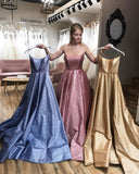 Unique A line Pink Sequins Spaghetti Straps Prom Dresses, Evening SJS15678