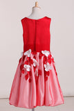 New Arrival Flower Girl Dresses A Line Scoop Satin & Tulle With Handmade Flowers
