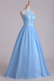 Halter A Line/Princess Prom Dresses With Long Tulle Skirt
