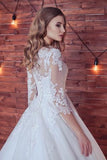 Lace Appliques Half Sleeve Romantic White Ball Gown Tulle Lace up Wedding Dress JS411