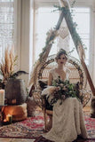 Vintage Lace Appliques Ivory V Neck Cap Sleeves Mermaid Wedding Dresses, Wedding Gowns SJS15542