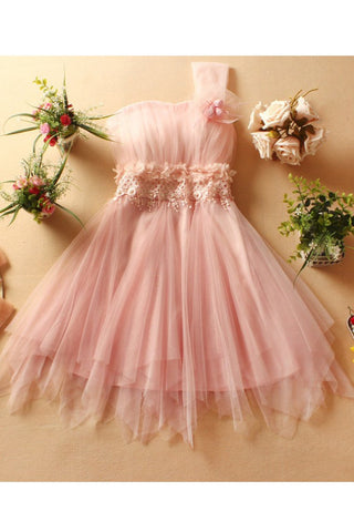One Shoulder Homecoming Dresses A Line Tulle With Handmade Flower