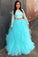 Pretty Ball Gonw Long Sleeves 2 Pieces Lace Tulle Princess Prom Dresses