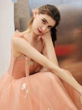 Cute Tea Length A Line Pink Short Prom Dress Sweet 16 Dresses with Hand Made Flower SJS15138