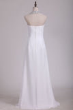 White Halter Bridesmaid Dresses With Beading Floor Length Chiffon