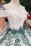 Prom Dress Off The Shoulder Floor Length Beads&Sequins Appliques Lace Up Back