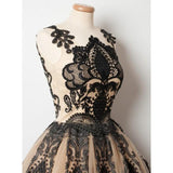 Homecoming Dresses A Line With Applique Tulle Scoop