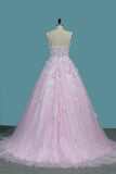 Quinceanera Dresses A-Line Tulle With Applique Sweep Train Zipper Back