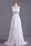 A Line Sweetheart Chiffon With Beads And Ruffles Wedding Dresses