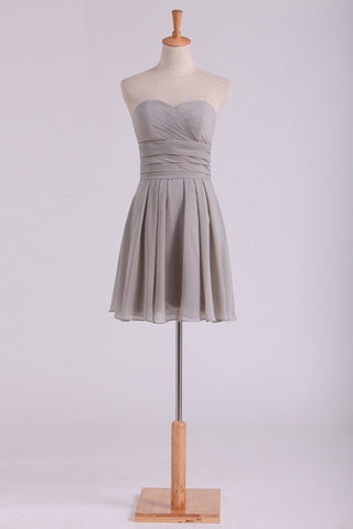 Pure Sweetheart A Line Chiffon Short/Mini Homecoming Dress With Ruffles Lace Up