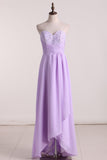 A Line Bridesmaid Dresses Sweetheart Asymmetrical Chiffon With Beads