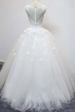 Scoop Wedding Dresses A Line Tulle With Applique Court Train