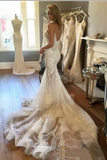 Mermaid Wedding Dresses Spaghetti Straps With Applique And Beads Tulle