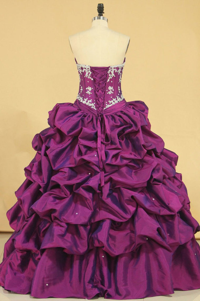 Ball Gown Sweetheart Floor Length Quinceanera Dresses With Ruffle And Beading