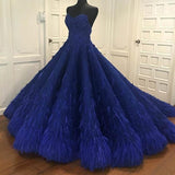 Princess Ball Gown Royal Blue Sweetheart Beads Sweet 16 Quinceanera Dresses SJS15588